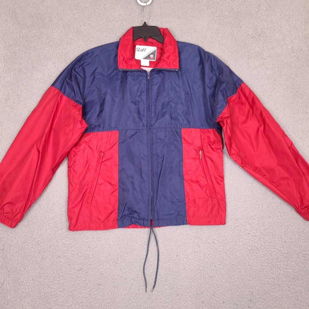 Vintage Staff By Wilson Windbreaker Jacket Men's Medium Vented Hooded Colorblock